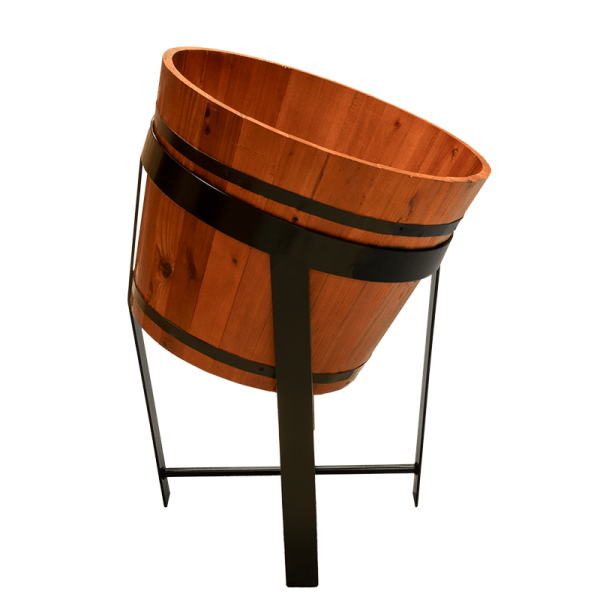 BAR500-CP wooden barrel on BAR500-MS metal barrel stand