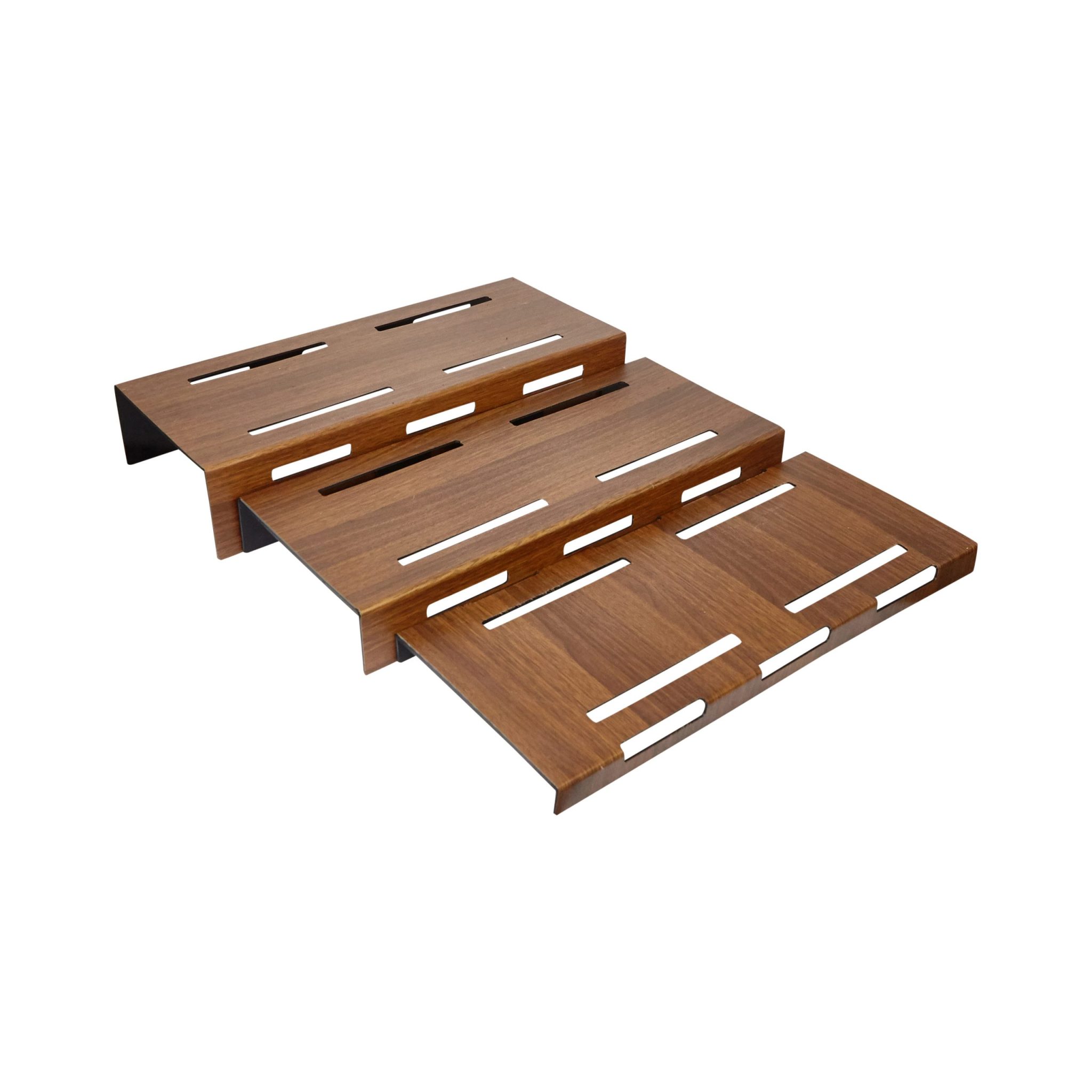 Adjustable 3-Step Deli Riser Dark - 300mm Length - Fresh Produce Displays